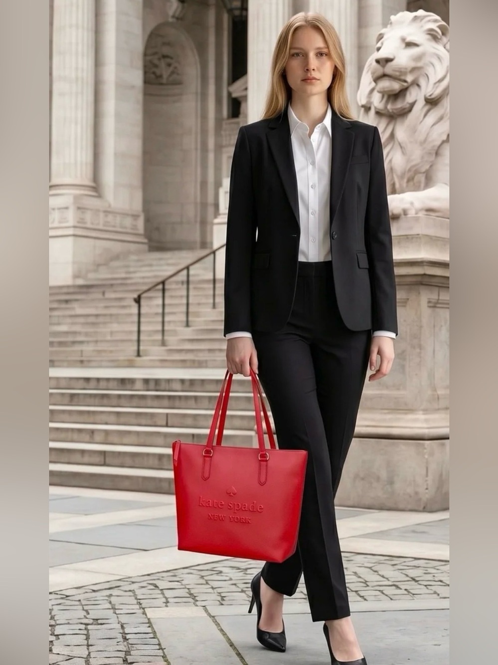 Kate Spade Hot Chili Tote Bag Larchmont Avenue Logo Penny
